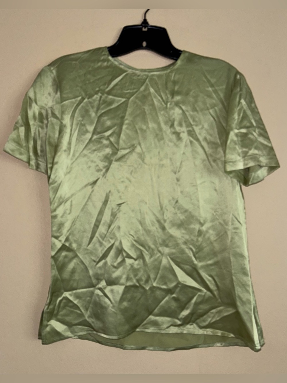 Vintage Luca Luca Green 100% Silk Short Sleeve Top Size US 8